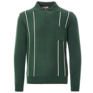 Far Afield 0 (XS) Alfaro long sleeve polo knit 0379 green sweater organic cotton